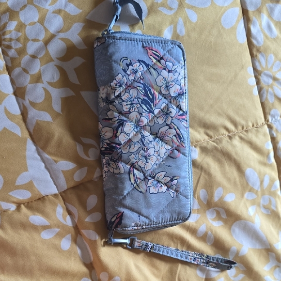 Vera Bradley Quilted Floral Wallet - Gray and Pink - Picture 2 of 4